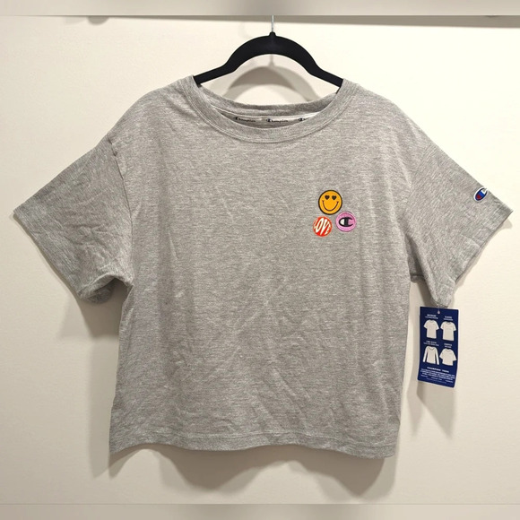Champion Tops - Champion Gray Graphic Crop Top Casual Streetwear Size Small